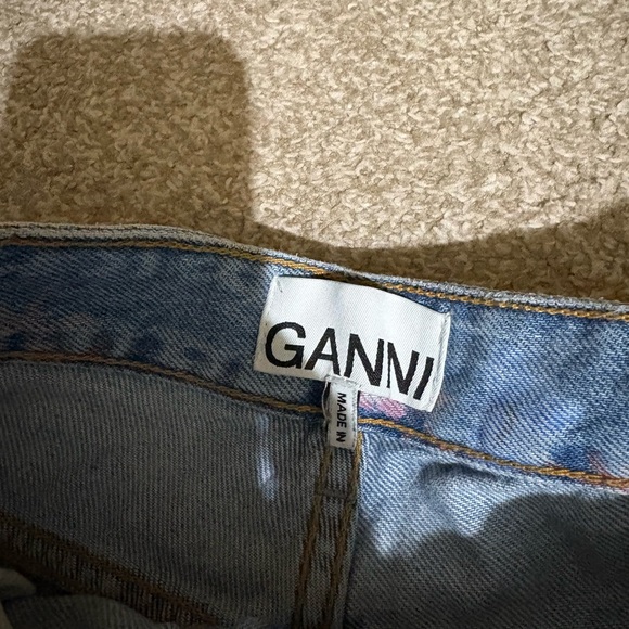 Ganni Blue Floral Wide Leg Jeans - Picture 3 of 10